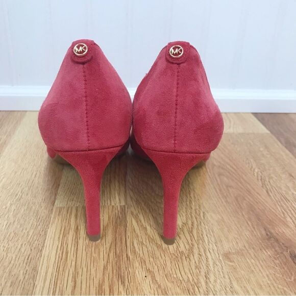 MICHAEL KORS Dorothy Flex Suede Pump Heel Pointed Toe Red Leather Size 7.5 New - Picture 7 of 13